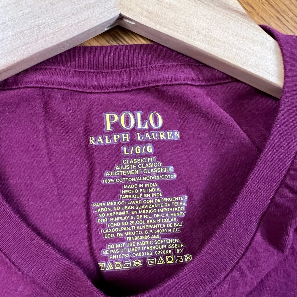 Polo Ralph Lauren Men's Burgundy T-Shirt Size Large - Picture 8 of 8